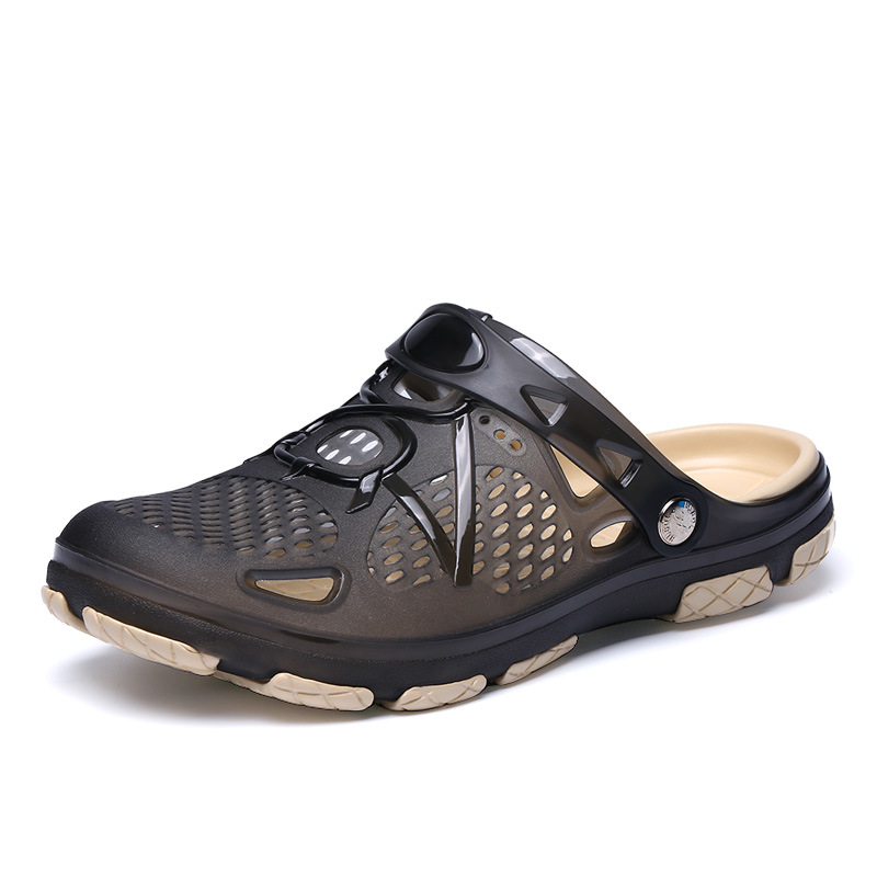 2023 Summer foreign trade new couple sandals closed toe hollow jelly shoes breathable large size men's beach hole shoes