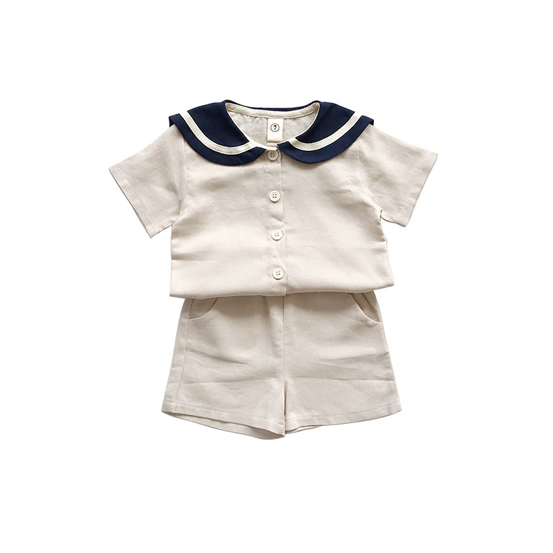 Children's suit 2023 Summer new navy style baby girl boy stall supply foreign trade wholesale ins children's clothing