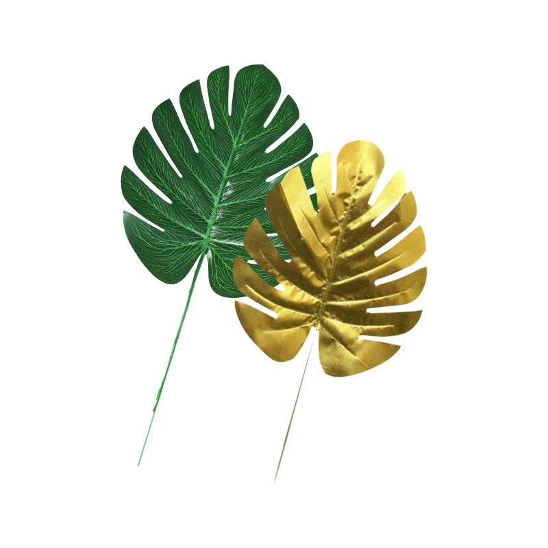 Amazon explosions home decoration single fake leaves party props accessories Golden simulation plant tortoise leaf