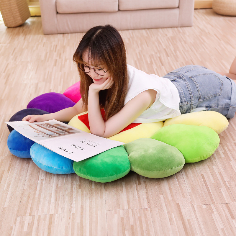 Plush toy colorful smiling face sunflower cushion round cartoon pillow for office and home