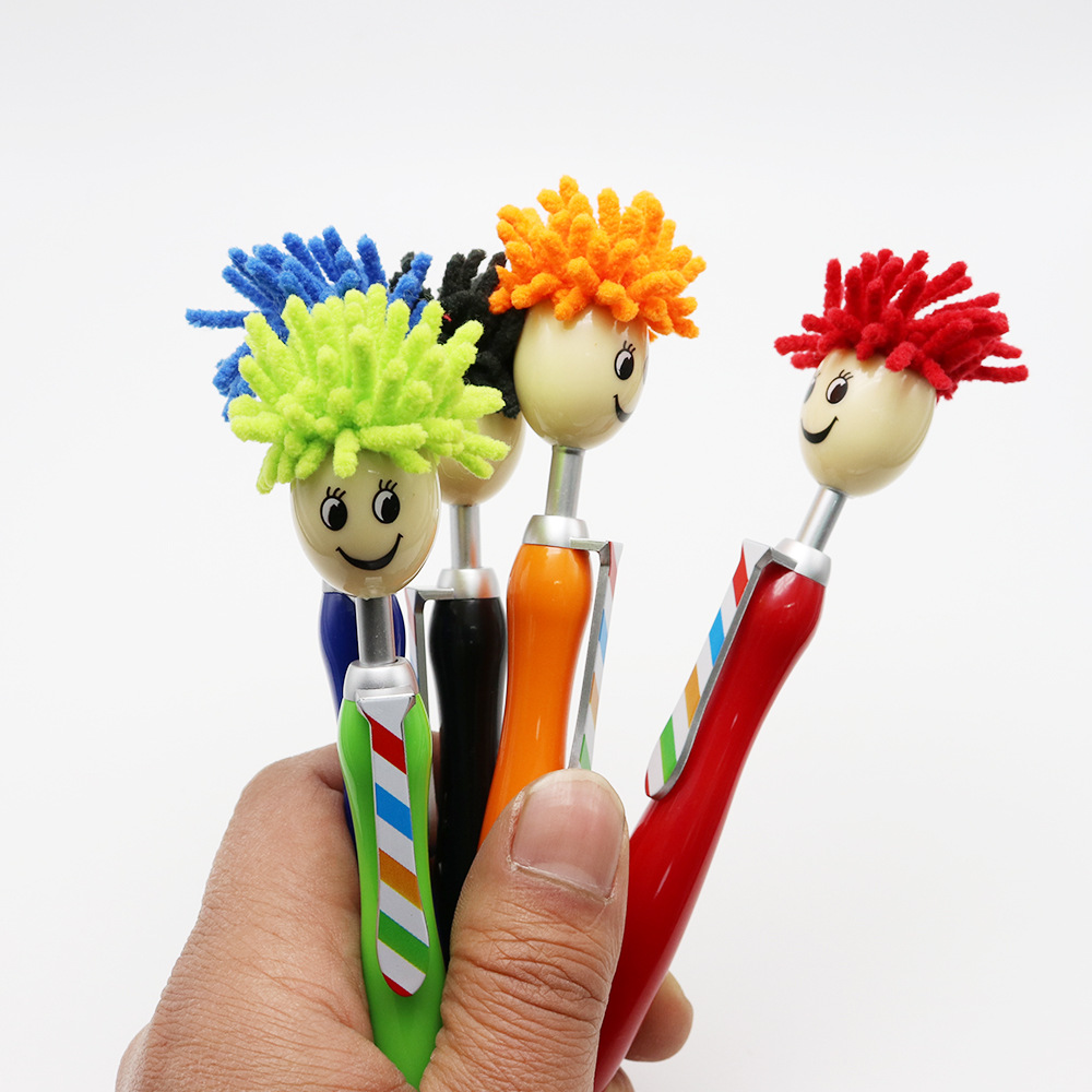 Brush multi-functional cartoon doll ball pen plush mobile phone touch screen wipe advertising gift pen