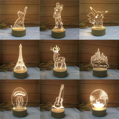 3D night light creative small table lamp activity small gift company Christmas gift acrylic plate lamp holder wholesale