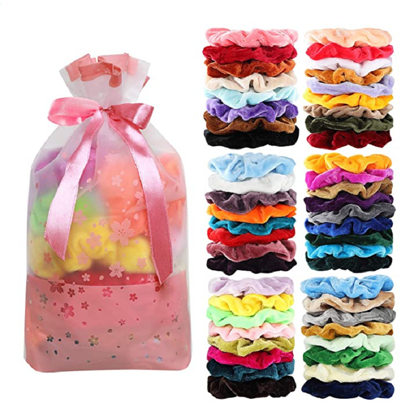 Cross-border Light Luxury Velvet Women's Hair Ring Velvet Large Intestine Hair Ring Amazon 60 Color Hair Rope Hair Accessories Europe and America Wholesale