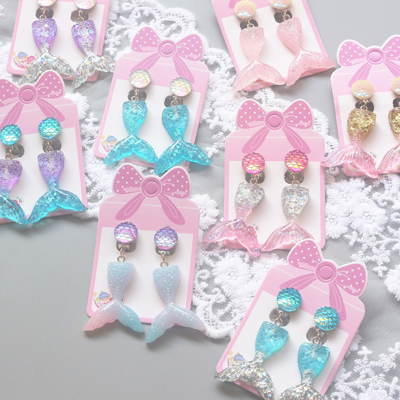 Resin Cartoon Fish Tail Shell Ear Clip Children's Fake Earrings Pendant Earrings Girls' Earrings Girls' Accessories