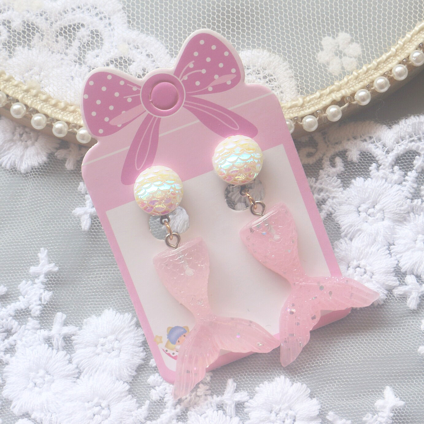 Resin Cartoon Fish Tail Shell Ear Clip Children's Fake Earrings Pendant Earrings Girls' Earrings Girls' Accessories