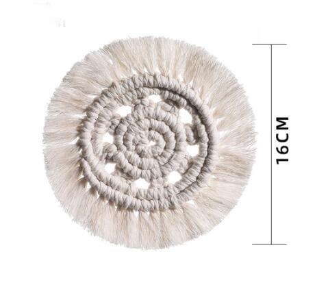 Pure hand-woven Nordic style cotton rope tassel Round Square heart-shaped non-slip heat-insulating bowl mat placemat coaster