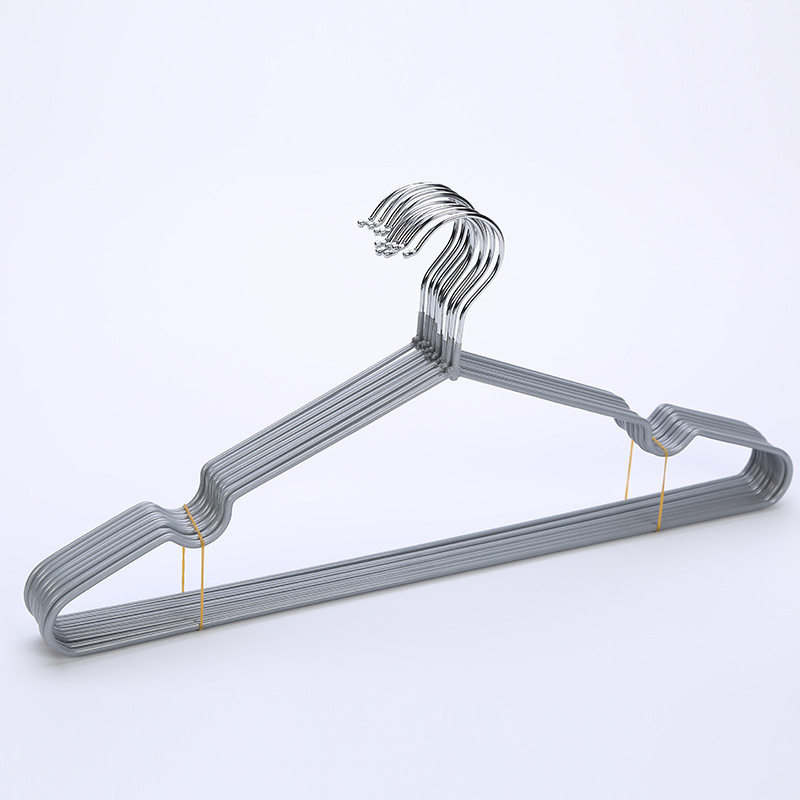 Wholesale Stainless Steel Traceless Clothes Hanger Hotel Household Clothes Rack Children's Groove Anti-Slip Drying Clothes Hanging Dip Plastic Hangers