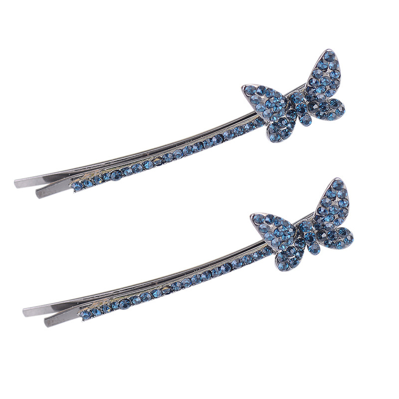 Yisiya new retro diamond flower word clip Korean Style Butterfly rhinestone side clip clip headdress wholesale