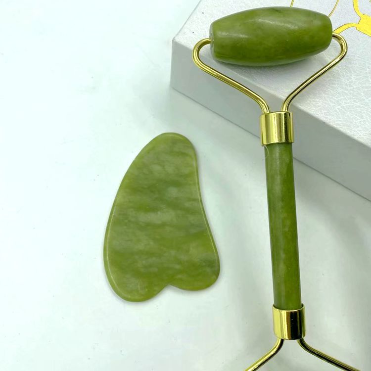 Natural Jade beauty container double-headed jade roller face full set of massage beauty container foreign trade jade wholesale