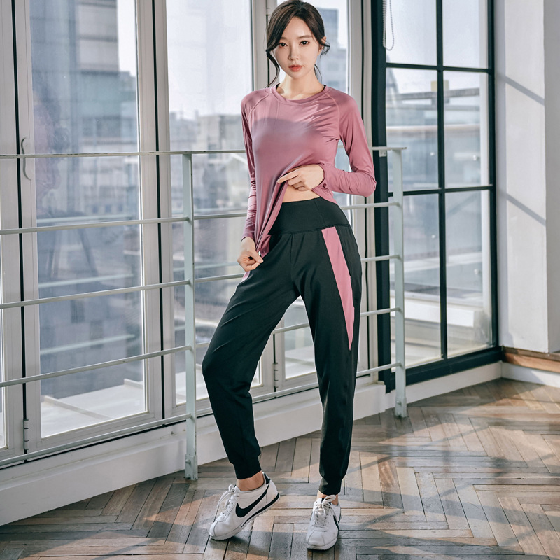Fitness Sports Suit Women's Loose Long-sleeved Two-piece Sports Running Quick-drying Clothes Breathable Professional Autumn and Winter Yoga Suit