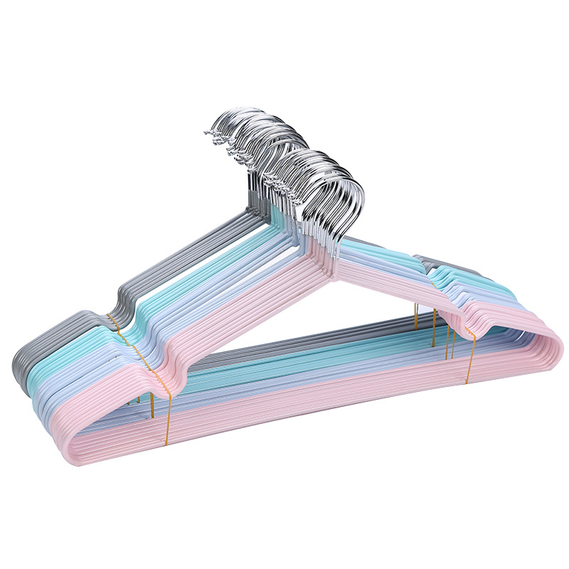 Wholesale Stainless Steel Traceless Clothes Hanger Hotel Household Clothes Rack Children's Groove Anti-Slip Drying Clothes Hanging Dip Plastic Hangers