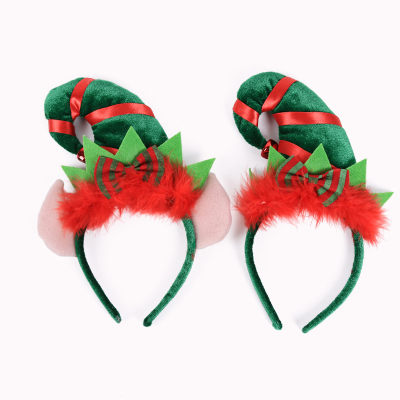 Christmas holiday decorations Creative Party red feather decoration elf small pointed hat _voghion.com