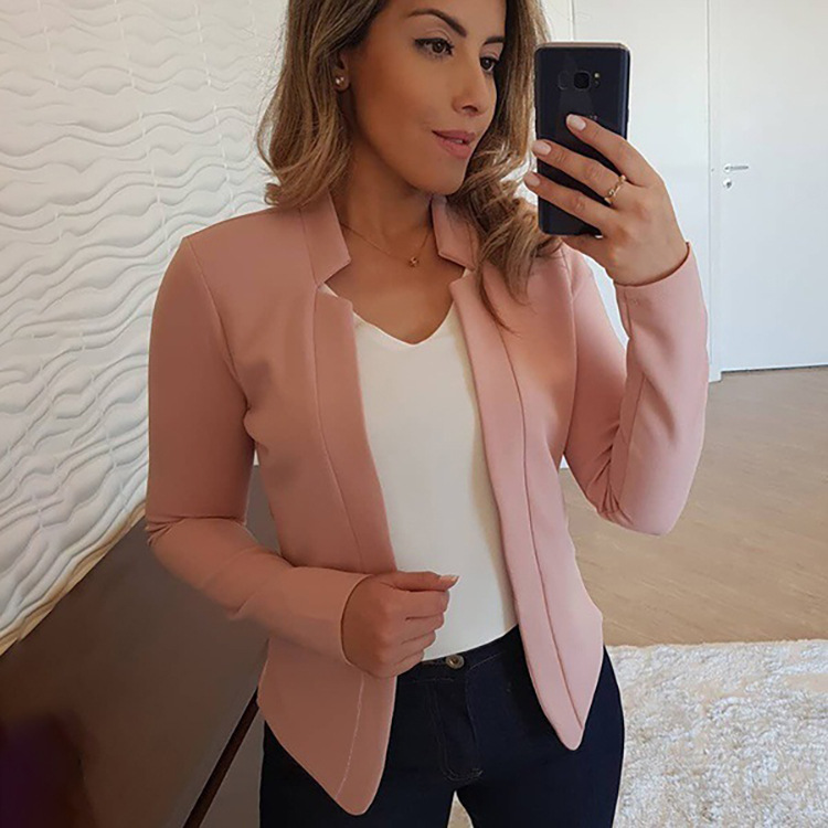 Amazon Wish Hot Selling 2022 Autumn and Winter Hot Selling Small Suit Long Sleeve Solid Color Cardigan Jacket Jacket Suit