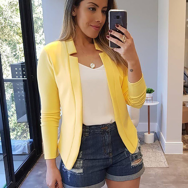 Amazon Wish Hot Selling 2022 Autumn and Winter Hot Selling Small Suit Long Sleeve Solid Color Cardigan Jacket Jacket Suit