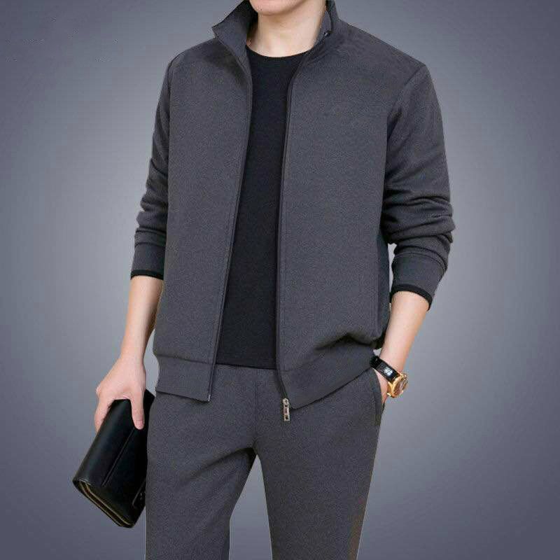 Middle-aged and Elderly Sports suit Men's plus size and Dad Clothes Spring and Autumn Middle-aged Casual Sweatshirt Sportswear Two-piece Set
