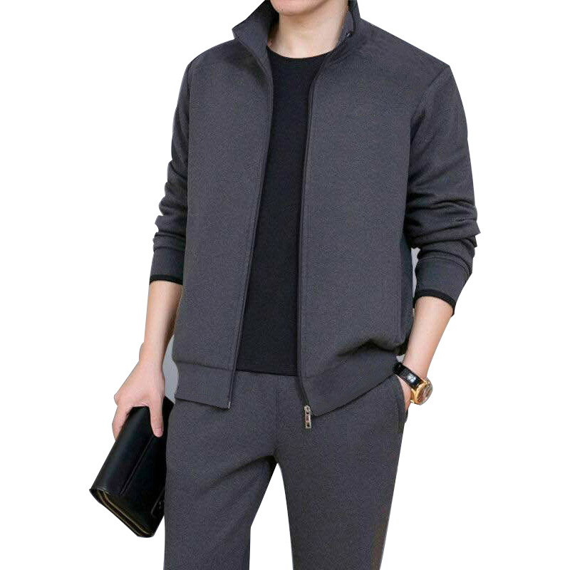 Middle-aged and Elderly Sports suit Men's plus size and Dad Clothes Spring and Autumn Middle-aged Casual Sweatshirt Sportswear Two-piece Set