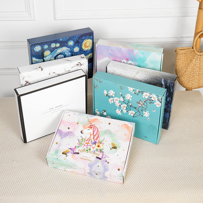 Color flying machine box packaging box special hard compression express packaging flat box underwear clothing carton box in stock system