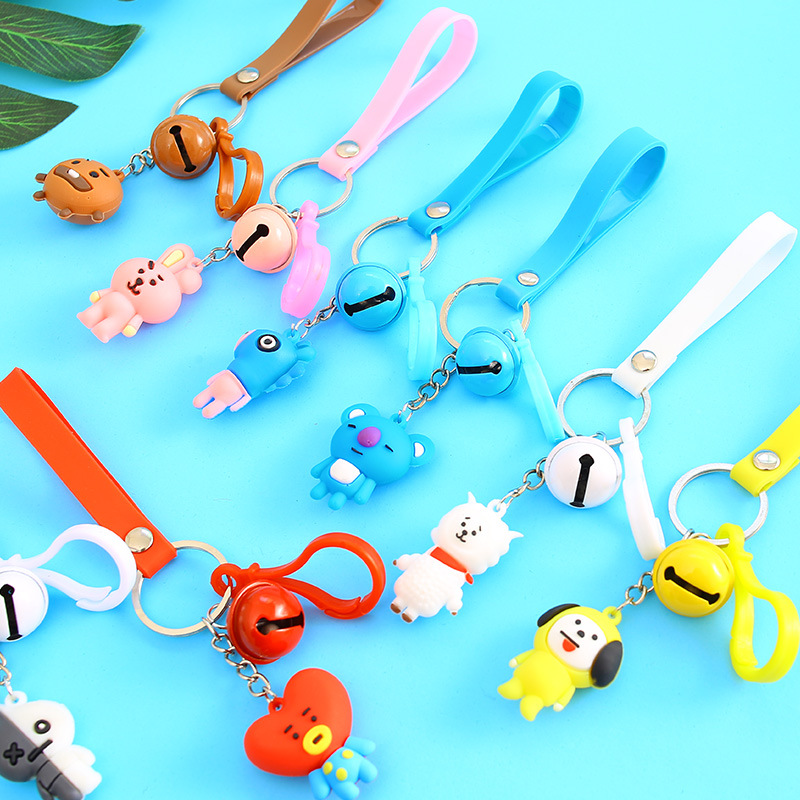 New soft rubber cartoon cute three-dimensional PVC soft rubber key chain key ring bag decoration creative gift sample