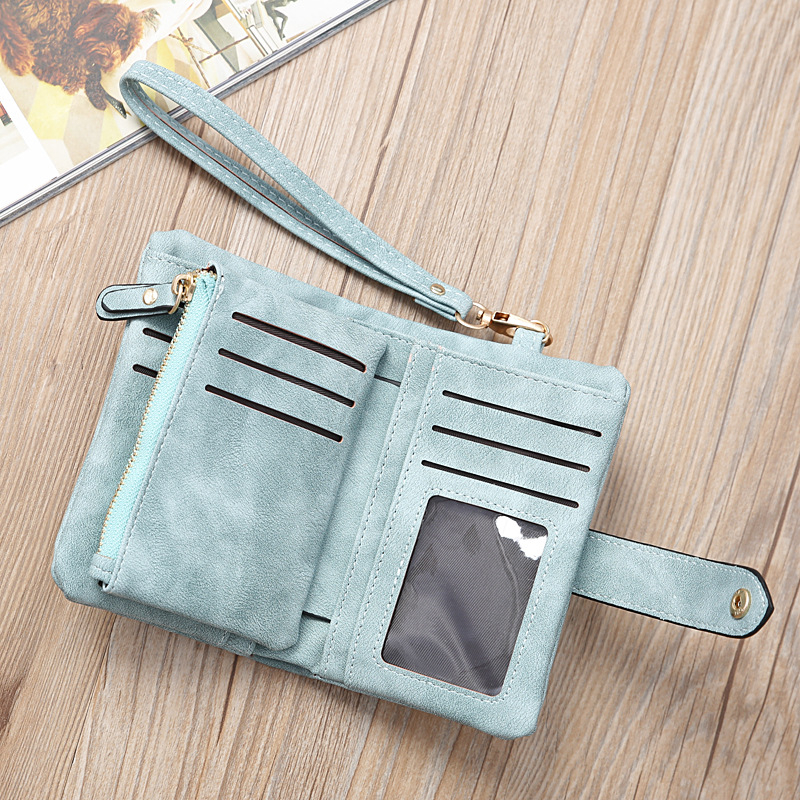 Korean Style Fashion Women's Wallet Clutch Bag Three-fold Fashion Women's Bag Multi-card Sit Frosted Short Wallet Coin Purse