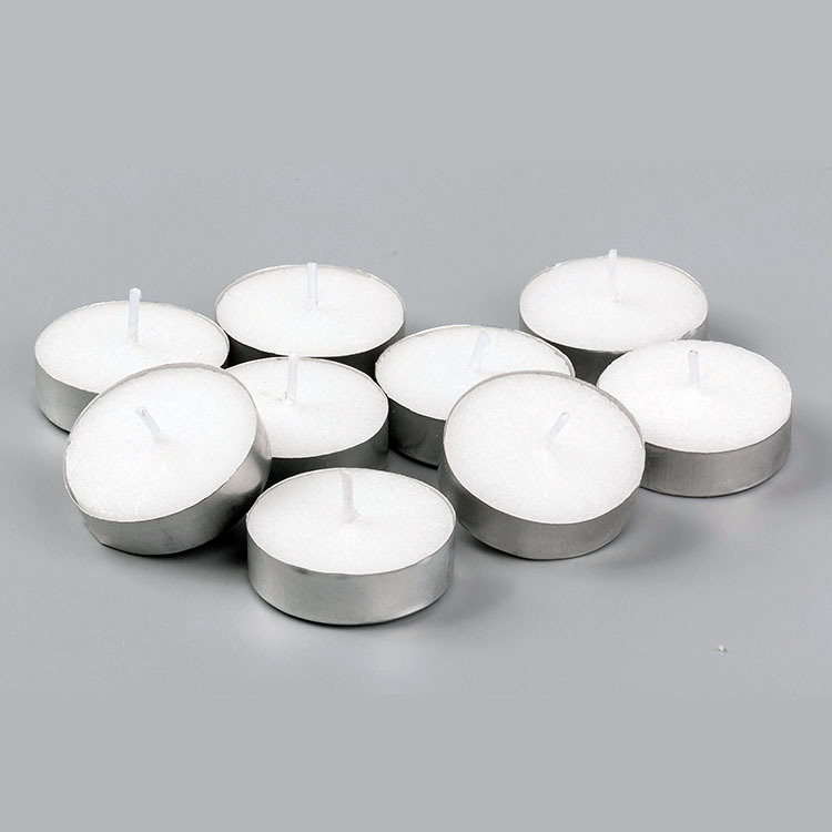 Factory price wholesale 3 hours 100 pressed tea wax 10g small white candle smokeless tasteless aluminum shell tea wax