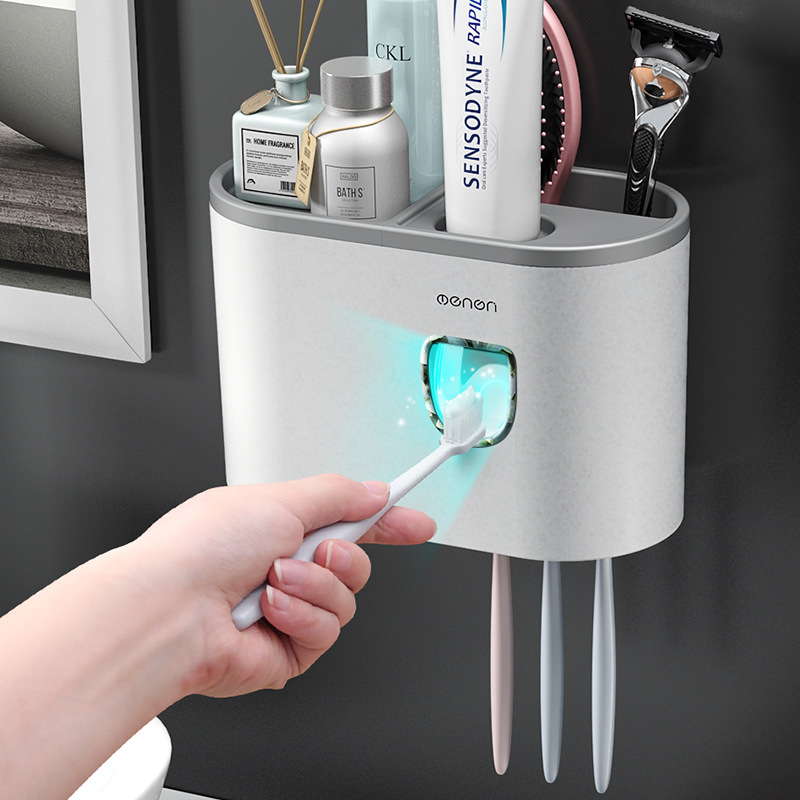 Creative single Cup lazy Automatic toothpaste squeezer adhesive toothbrush holder bathroom mouthwash Cup toothbrush box suit