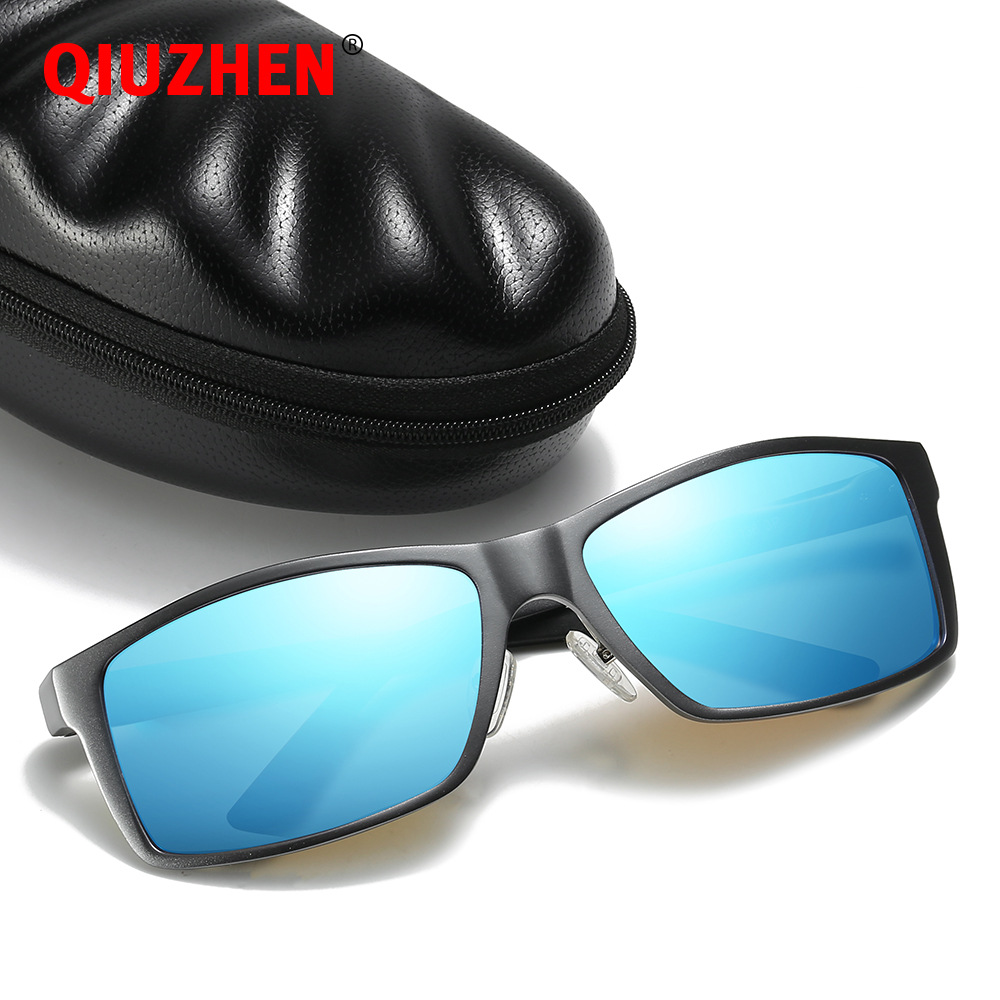 New high-end aluminum magnesium sunglasses men's metal rectangular full frame sunglasses outdoor sports polarized glasses 5089
