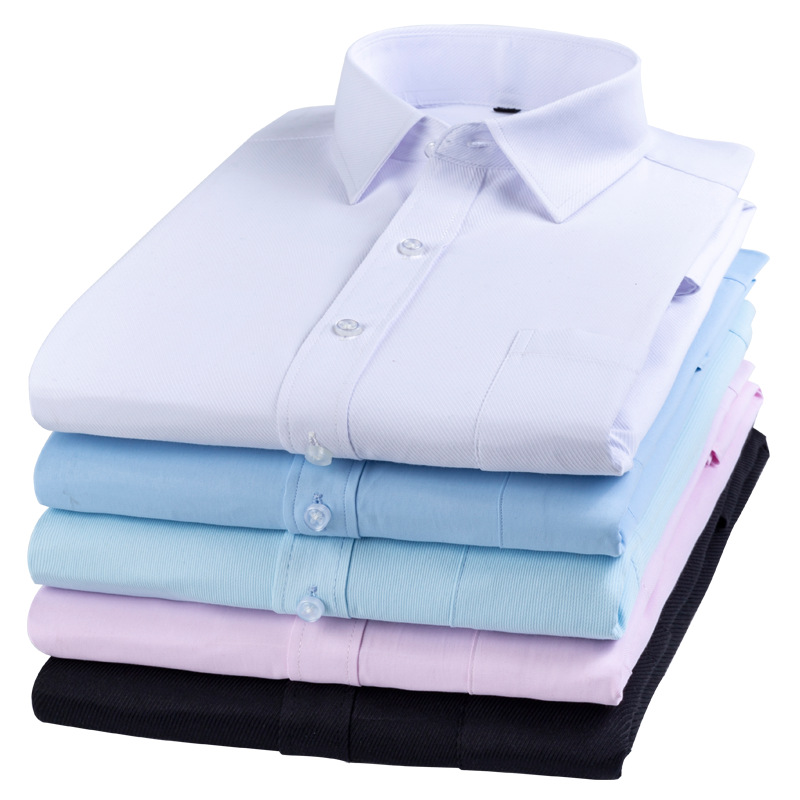 New Business Striped Shirt Spring and Autumn Men's Long-sleeved Shirt Korean Slim-fit Business Wear Interview Pure White Shirt