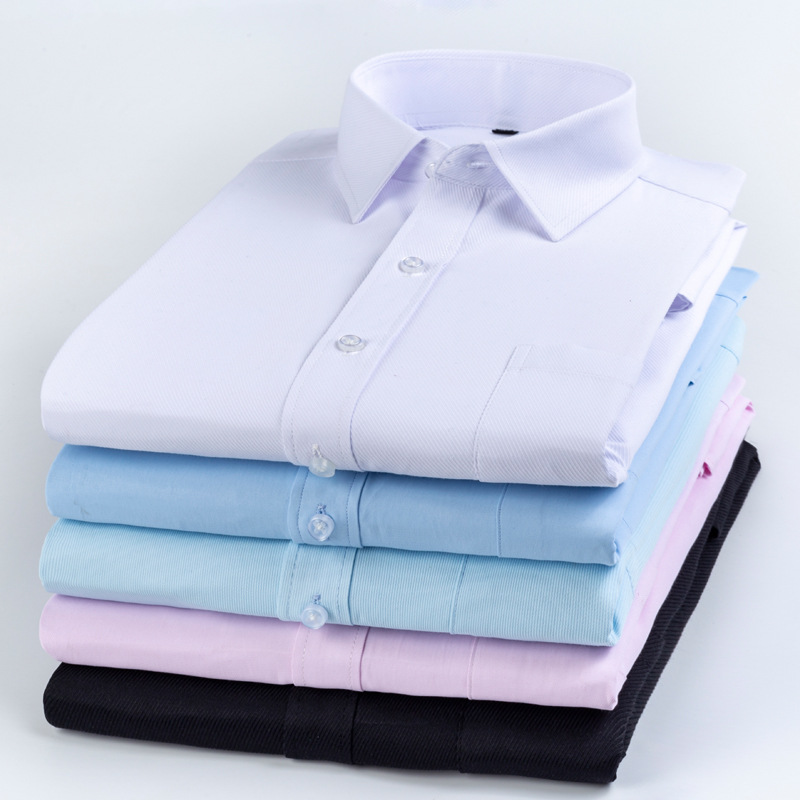 New Business Striped Shirt Spring and Autumn Men's Long-sleeved Shirt Korean Slim-fit Business Wear Interview Pure White Shirt