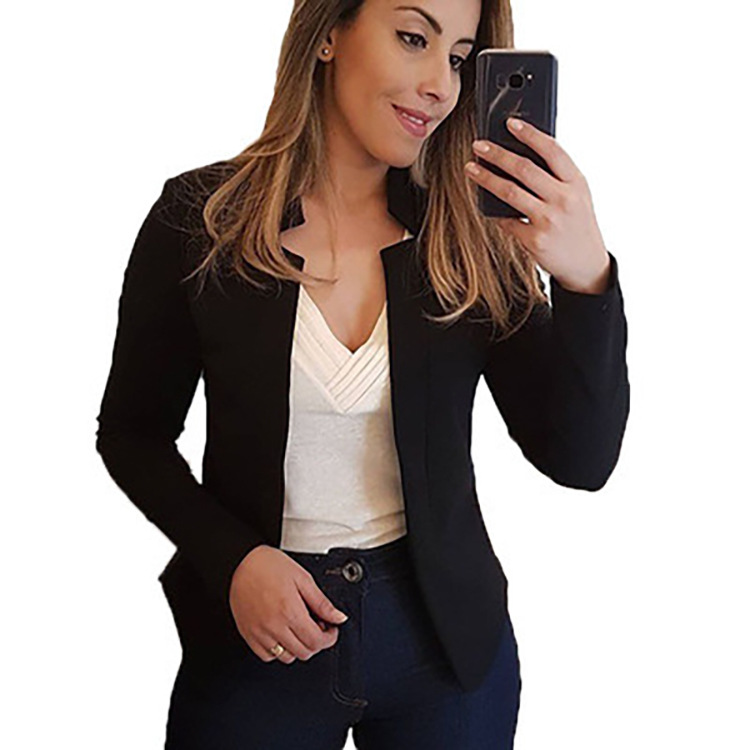 Amazon Wish Hot Selling 2022 Autumn and Winter Hot Selling Small Suit Long Sleeve Solid Color Cardigan Jacket Jacket Suit
