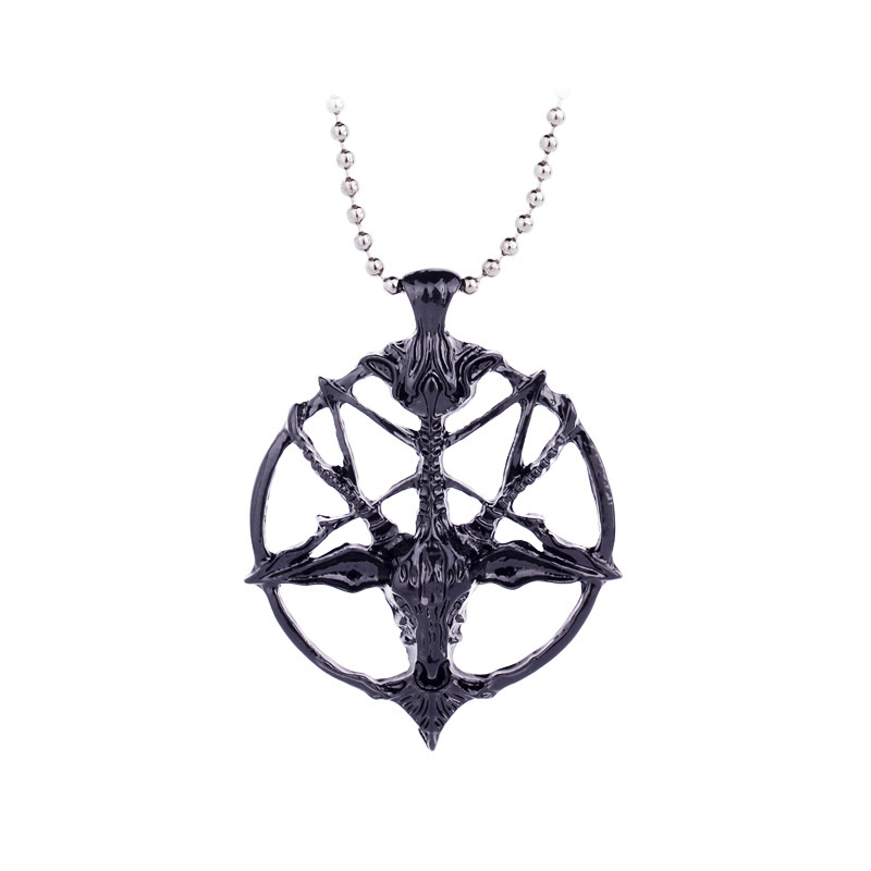European and American jewelry vintage skull pan Shenyang head necklace round pendant pendant women's autumn and winter sweater chain