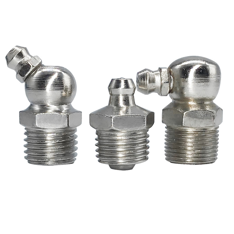Nickel Plated Copper Plated Yellow Oil Nozzle Iron Carbon Steel Nozzle m6m8m10 Straight Bend Yellow Oil Nozzle Set Straight Bend Type Oil Nozzle