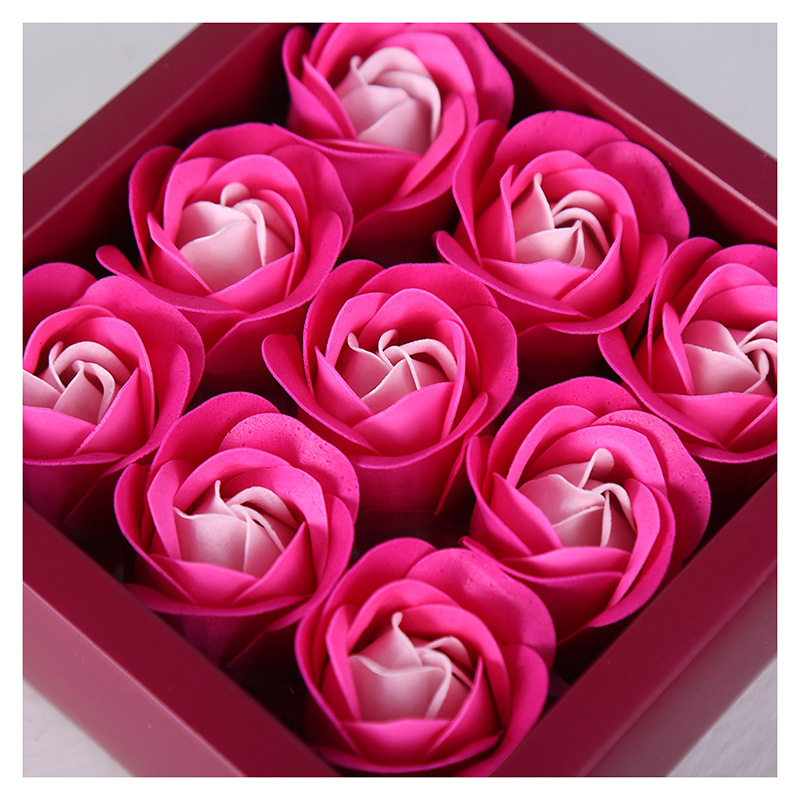 Cross-border 9 rose soap flower gift box activity gift practical holiday small gift creative soap flower artificial flower