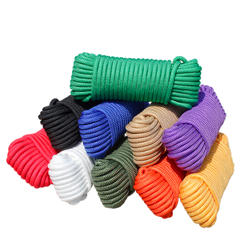 Haojie Color Braided rope factory wholesale tent binding rope drawstring outdoor clothesline core nylon rope
