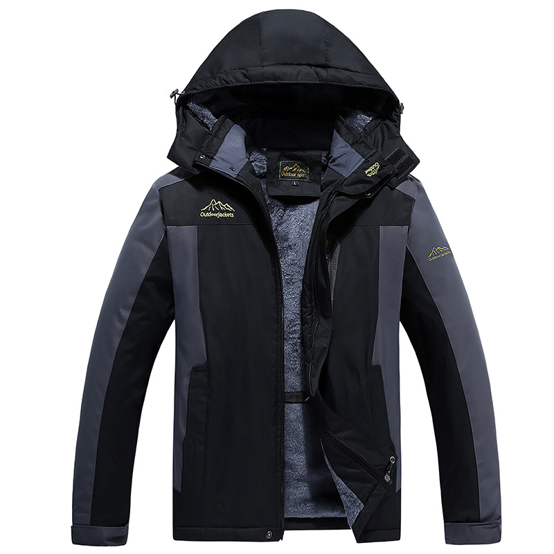 Cross-border foreign trade Amazon large size men's assault clothing plus velvet padded outdoor windproof cold-proof cotton-padded jacket men's coat