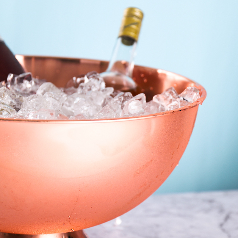 Large stainless steel champagne Basin ice bucket bar ice particles iced wine beer red wine ice bucket Binzhi large