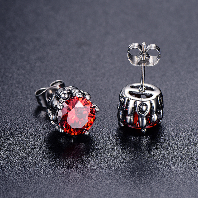 Titanium steel European and American fashion Men's stud earrings titanium steel inlaid zirconium paw stud earrings punk hip hop style stainless steel jewelry wholesale