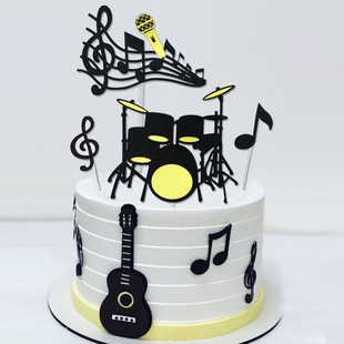 Copyright Baking Cake Decoration Music Notes Violin Plug-in Birthday Festive Decoration Card Insert Card