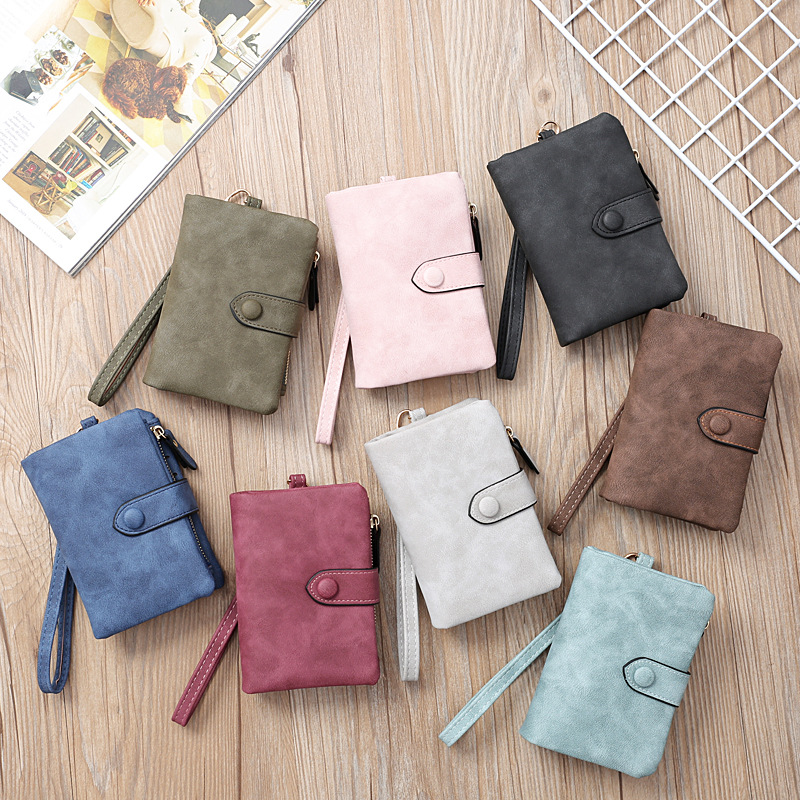 Korean Style Fashion Women's Wallet Clutch Bag Three-fold Fashion Women's Bag Multi-card Sit Frosted Short Wallet Coin Purse