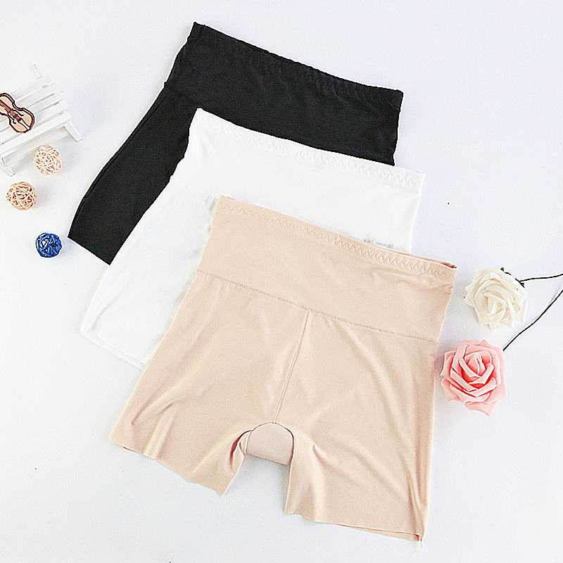 Spring and Summer high waist safety pants seamless women's leggings anti-exposure plus size belly contracting and crotch three pants thin