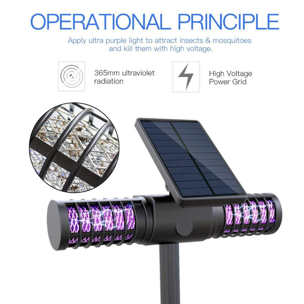 Solar Mosquito Killer Lamp Outdoor Waterproof Electric Shock Wall Mounted Mosquito Catcher Cross-border Best Selling Mosquito Repellent Lamp for Courtyard Garden Villa