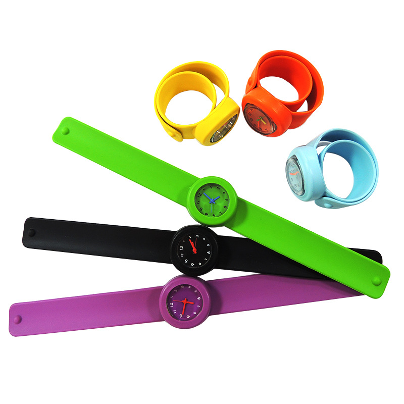 Silicone Round Children's Pat Watch Silicone Quartz Watch Small Sports Watch Snap Ring Color Boxed