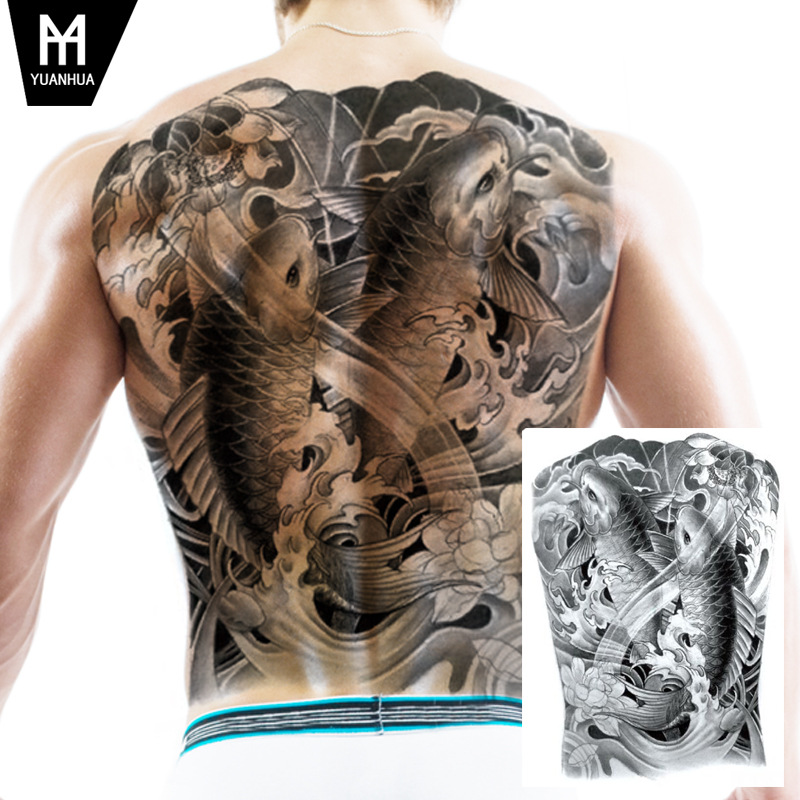 Waterproof big picture full back tattoo tiger lion monkey king zhaoyun guan gong dragon factory in stock wholesale