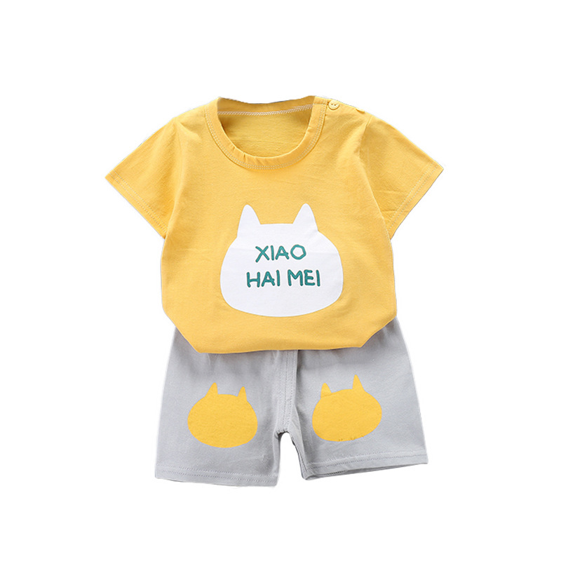 Children's short sleeve suit cotton summer baby clothes Korean girls summer T-shirt boys clothing children's clothing wholesale