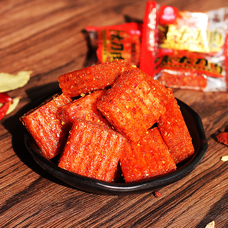 Zhou's e-family vegetarian knife meat 228g spicy leisure food Vegetarian Vegetarian meat gluten nostalgic snack spicy strip wholesale
