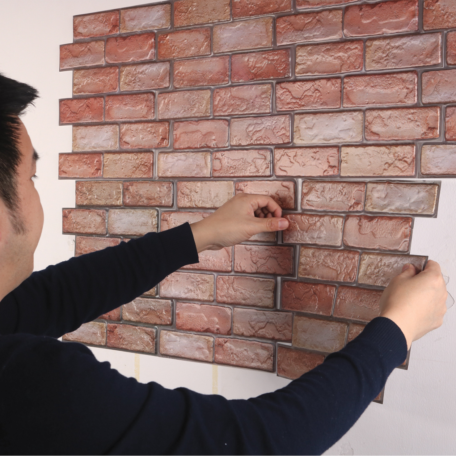 Factory wholesale student dormitory waterproof background wall PVC waterproof brick pattern self-adhesive wall brick wallpaper wholesale
