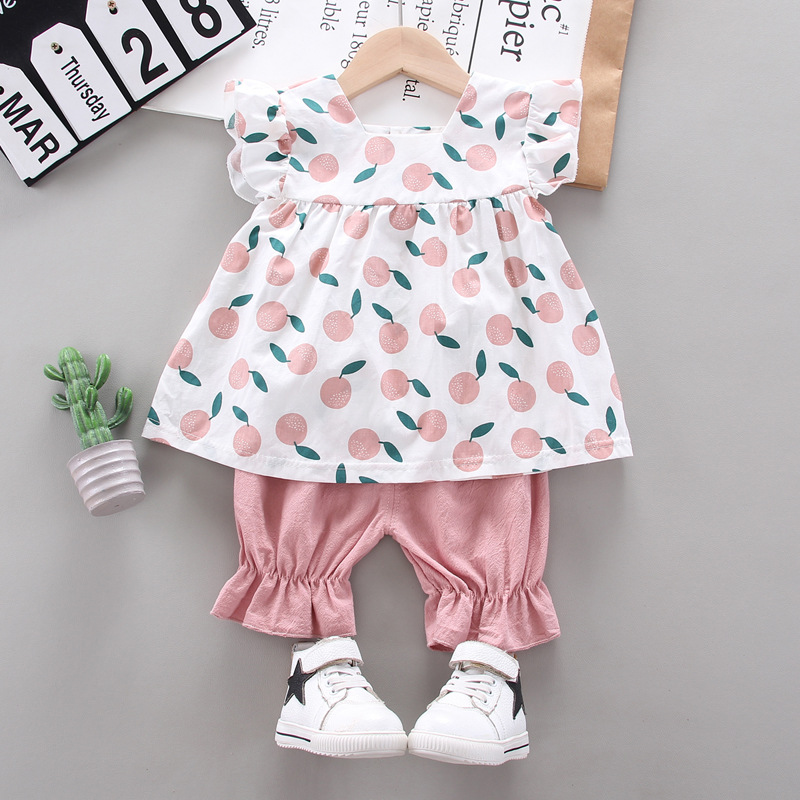 Girls' Summer 2021 New 2 Western Style Baby Girl 3 Dress Set 4 Summer Two-piece Children's Clothing 5-year-old Clothes
