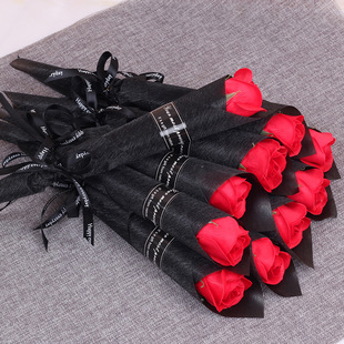 Single simulation rose carnation eternal flower Valentine's Day company promotional activities to push hand gift wholesale