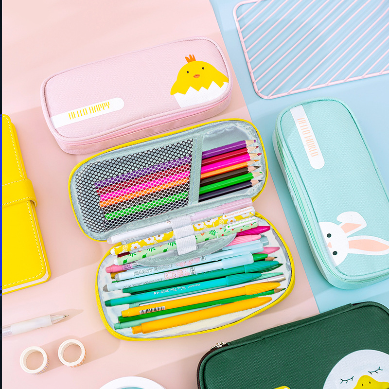 Creative stationery ins Primary School students cute simple stationery box storage pencil bag Oxford cloth cartoon pencil bag wholesale