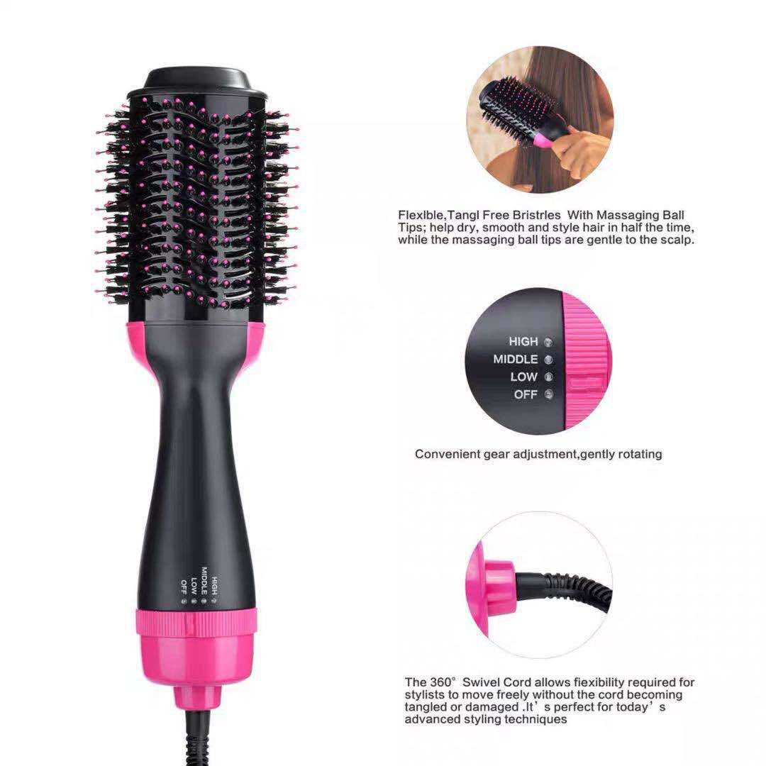 Four-in-one hot air comb factory direct Amazon cross-border two-in-one multifunctional negative ion curly hair blowing comb