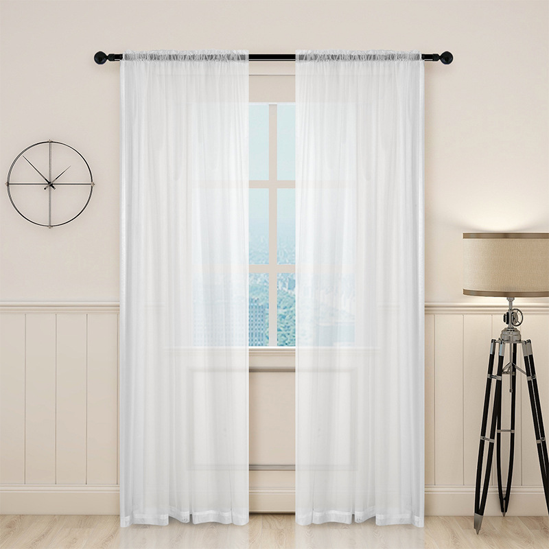 Factory sales new mesh solid color transparent window screen finished curtain window screen in stock European and American style curtain wholesale